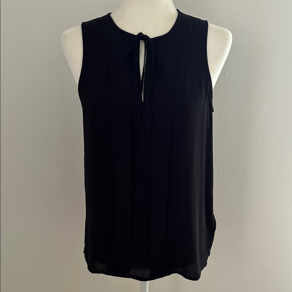 J. Crew Black Sleeveless Blouse with Tie Neck sz S